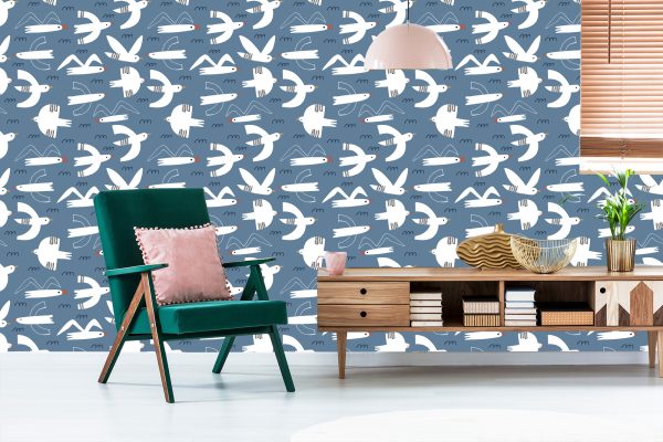 Behang Vogels In Kinderkamer In Scandinavische Stijl - Afbeelding 6