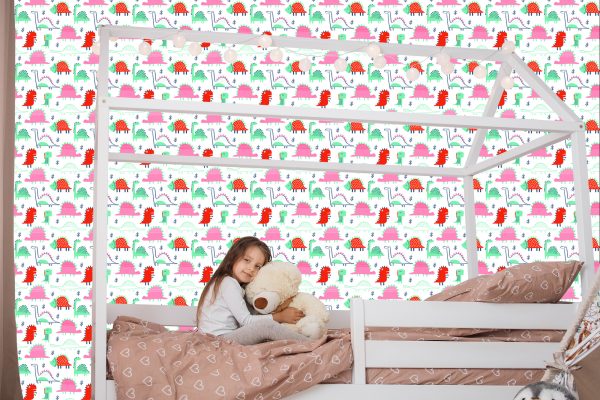 Behang Kleurrijke Dinosaurusbladeren Voor De Babykamer - Afbeelding 7