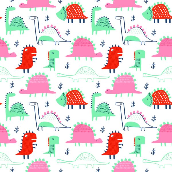 Behang Kleurrijke Dinosaurusbladeren Voor De Babykamer - Afbeelding 2
