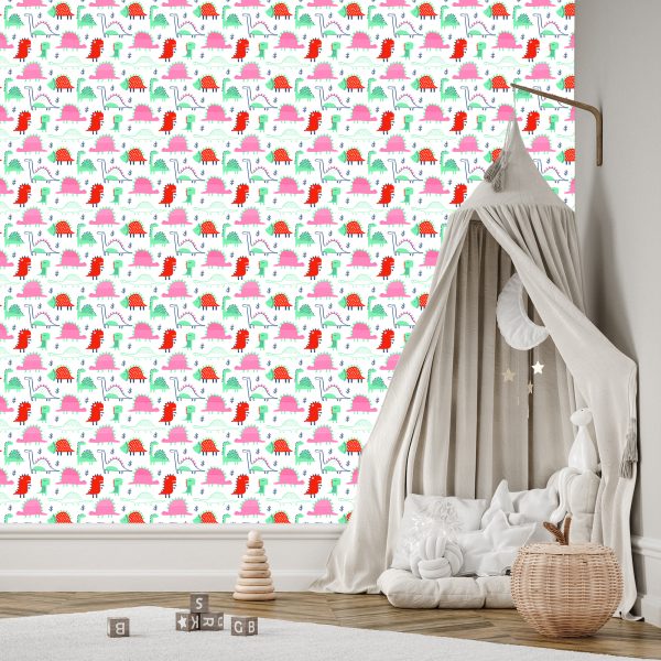 Behang Kleurrijke Dinosaurusbladeren Voor De Babykamer - Afbeelding 3