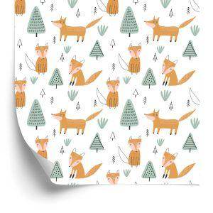 Behang Voor Kinderen, Vossen, Bomen, Scandinavische Stijl
