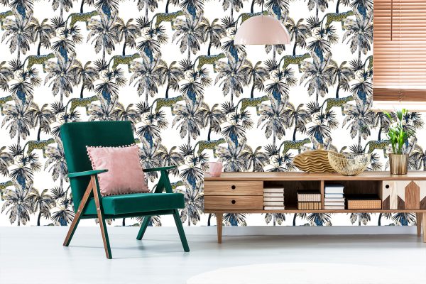 Behang Wilde Katten En Palmen - Afbeelding 6