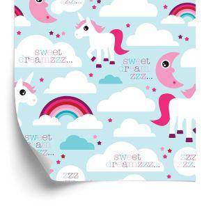 Behang Voor Meisjes Eenhoorns, Wolken, Regenboog