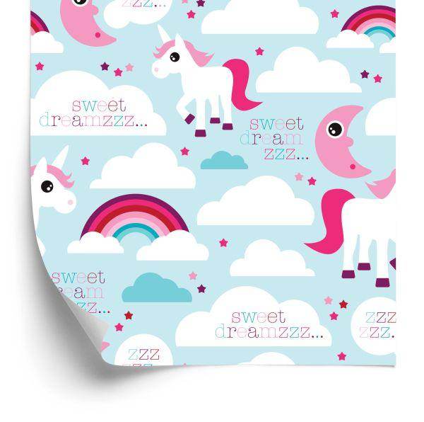 Behang Voor Meisjes Eenhoorns, Wolken, Regenboog