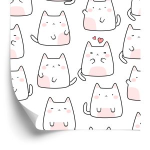 Behang Muur Voor Een Meisje Kleurrijke Hartkatten