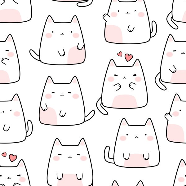 Behang Muur Voor Een Meisje Kleurrijke Hartkatten - Afbeelding 2