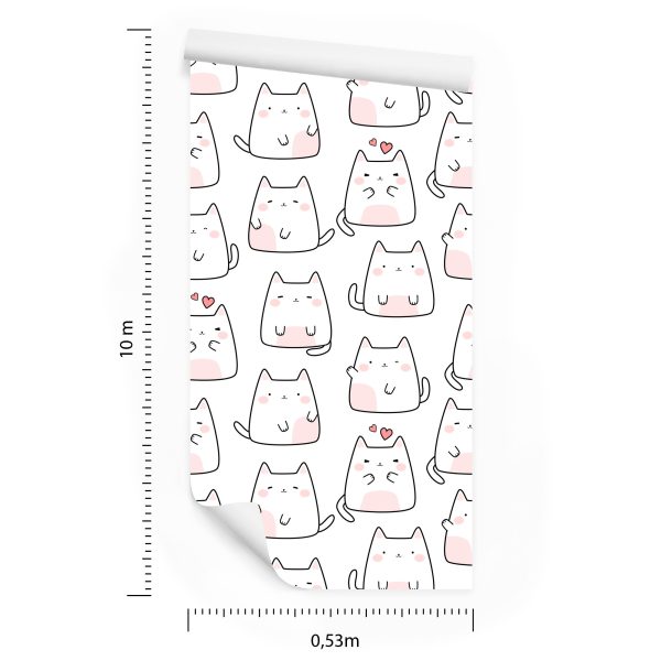 Behang Muur Voor Een Meisje Kleurrijke Hartkatten - Afbeelding 8