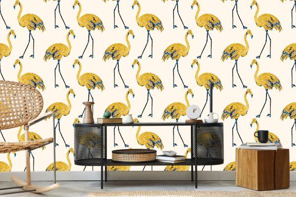 Behang Flamingo's Zoals Geschilderd - Afbeelding 5
