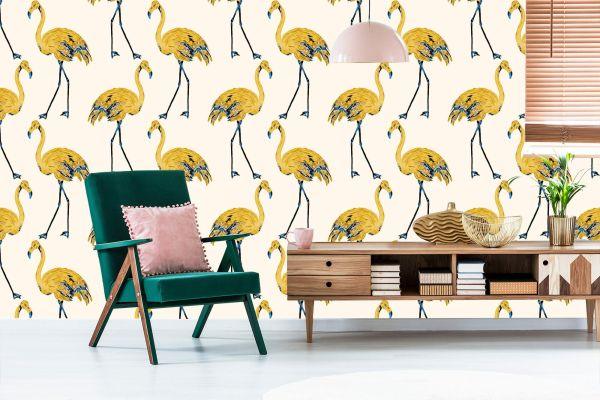 Behang Flamingo's Zoals Geschilderd - Afbeelding 6