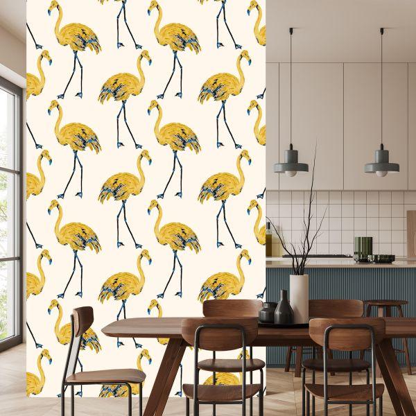 Behang Flamingo's Zoals Geschilderd - Afbeelding 4