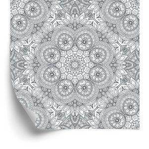 Behang Zwart - Wit Mozaïek In Het Patroon Van Mandala