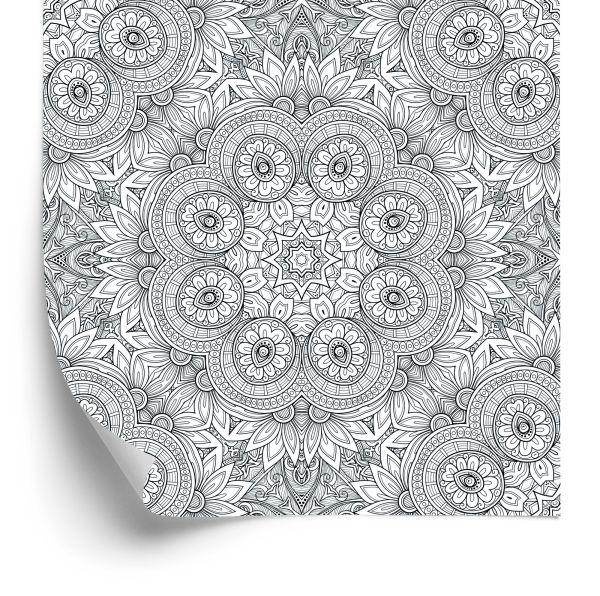 Behang Zwart - Wit Mozaïek In Het Patroon Van Mandala