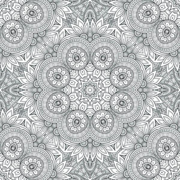 Behang Zwart - Wit Mozaïek In Het Patroon Van Mandala - Afbeelding 2