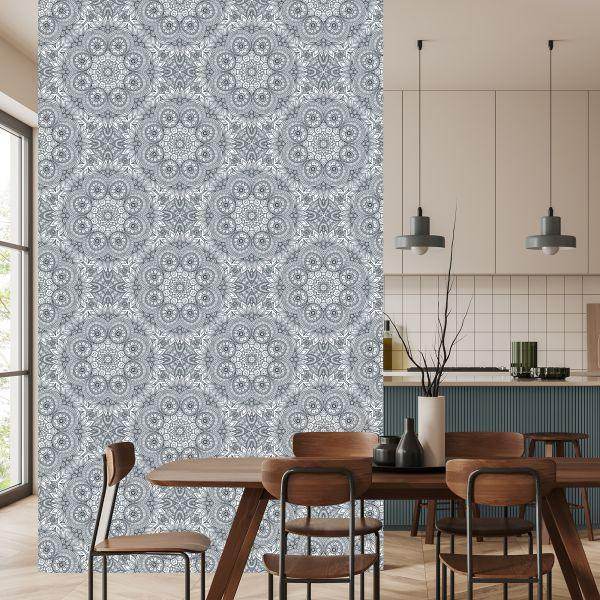 Behang Zwart - Wit Mozaïek In Het Patroon Van Mandala - Afbeelding 4