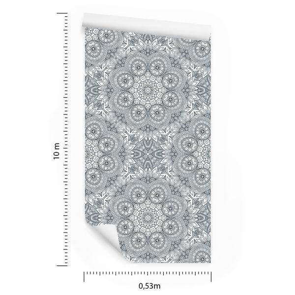 Behang Zwart - Wit Mozaïek In Het Patroon Van Mandala - Afbeelding 8
