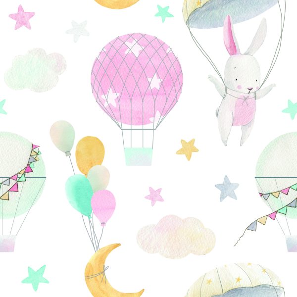 Behang Ballonnen Op De Achtergrond Van Kleurrijke Sterren - Afbeelding 2