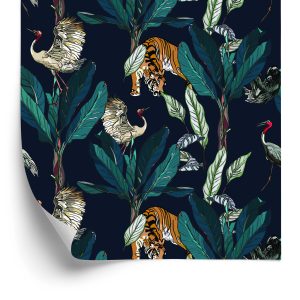 Behang Tijgers, Kraanvogels En Luiaards