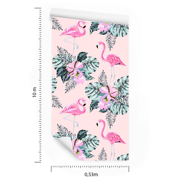 Behang Flamingo's En Bladeren - Afbeelding 8