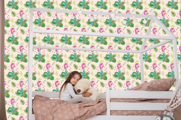 Behang Voor Meisjes Zeemeerminnen Bloemen Planten - Afbeelding 7