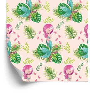Behang Voor Meisjes Zeemeerminnen Bloemen Planten