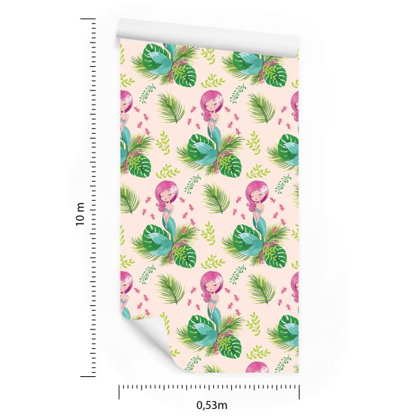 Behang Voor Meisjes Zeemeerminnen Bloemen Planten - Afbeelding 8