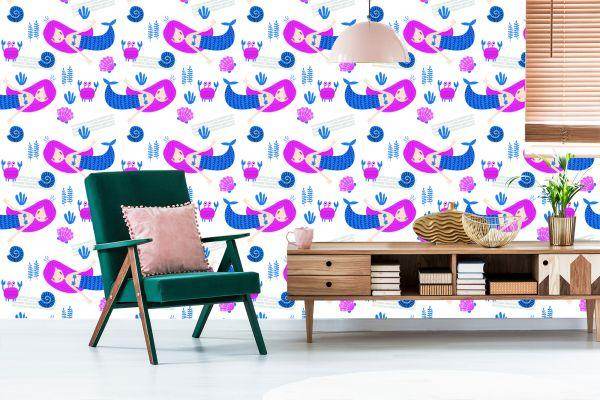 Behang Zeemeerminnen Voor Kinderen In Scandinavische Stijl - Afbeelding 6