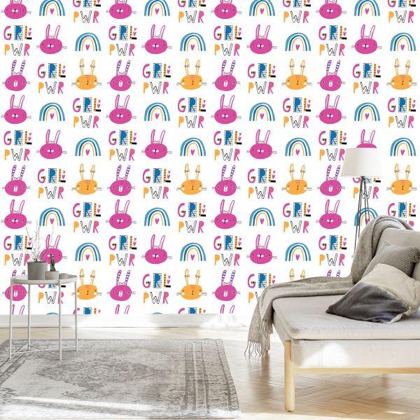 Behang Kleurrijke Regenboogkonijnen - Afbeelding 3
