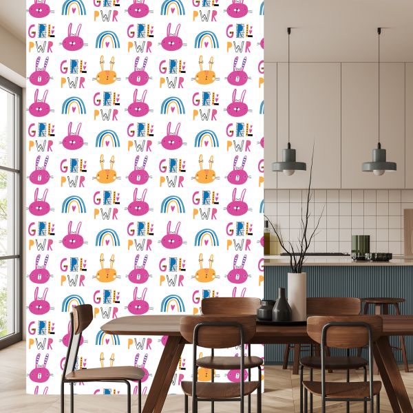 Behang Kleurrijke Regenboogkonijnen - Afbeelding 4