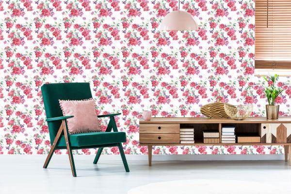 Behang Rozen, Bladeren, Bloemen - Afbeelding 6