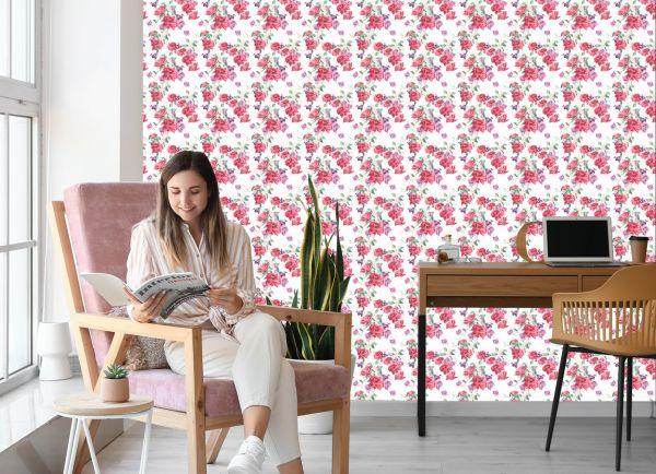 Behang Rozen, Bladeren, Bloemen - Afbeelding 7