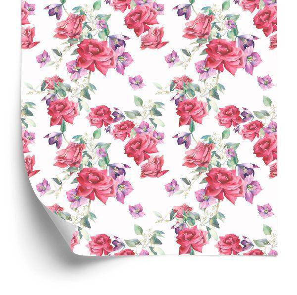 Behang Rozen, Bladeren, Bloemen