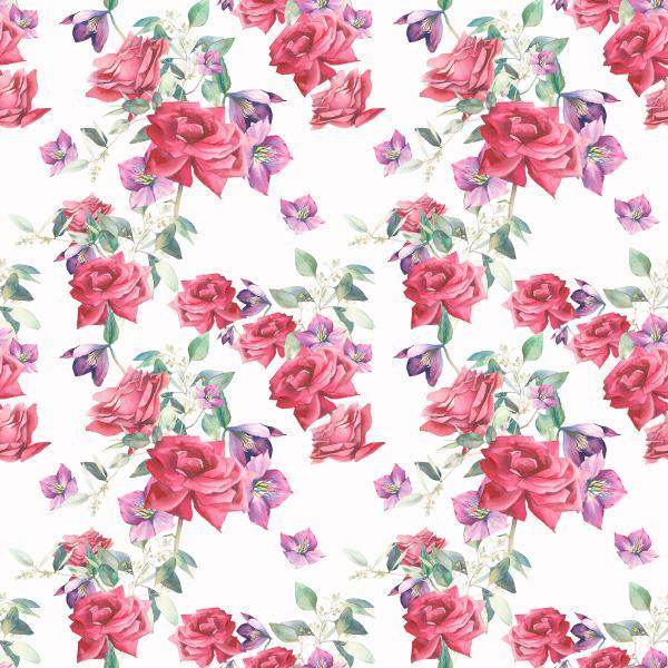 Behang Rozen, Bladeren, Bloemen - Afbeelding 2