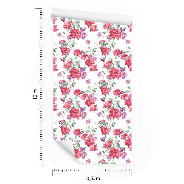 Behang Rozen, Bladeren, Bloemen - Afbeelding 8