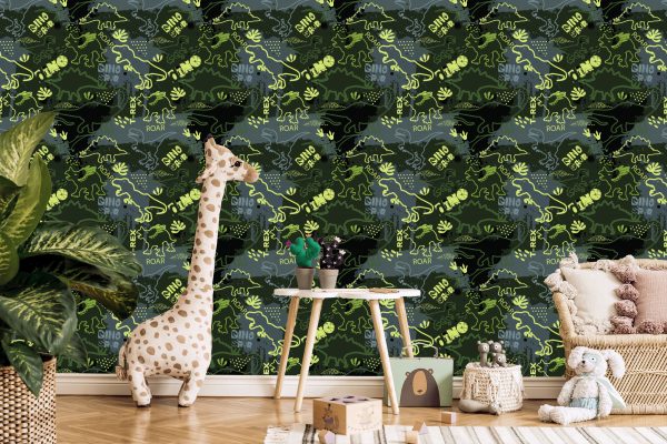 Behang Sprookje Voor Kinderen Dinosaurussen Dieren - Afbeelding 5
