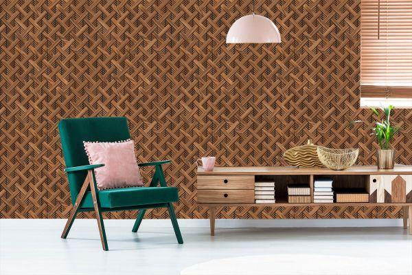 Behang Houten 3D Geometrisch Patroon - Afbeelding 6