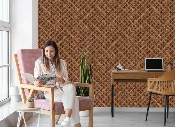 Behang Houten 3D Geometrisch Patroon - Afbeelding 7