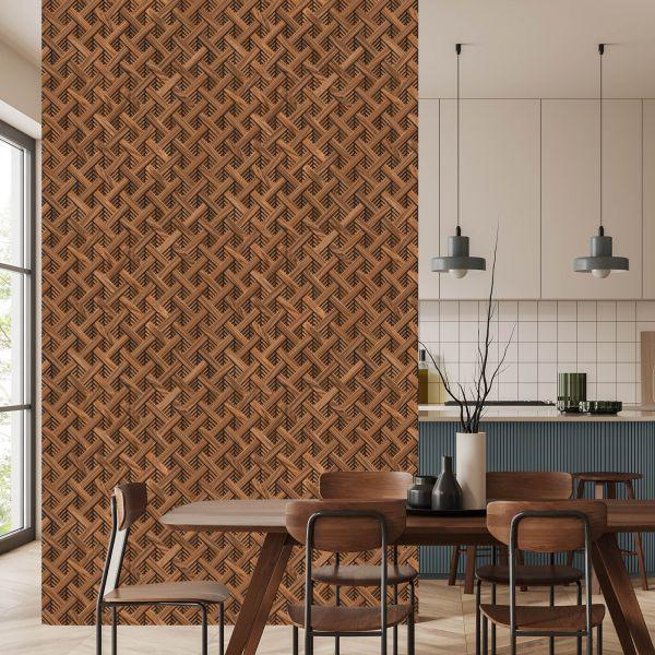 Behang Houten 3D Geometrisch Patroon - Afbeelding 4