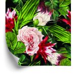 Behang Rozen In Bladeren