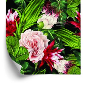 Behang Rozen In Bladeren