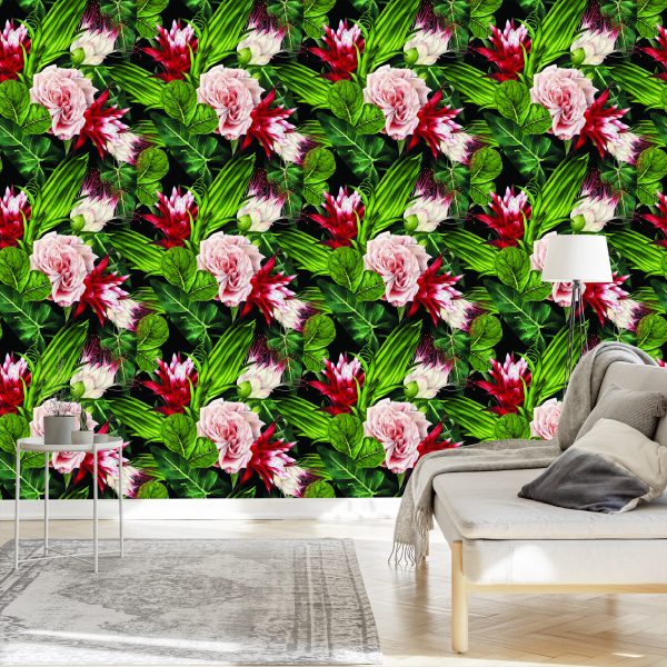 Behang Rozen In Bladeren - Afbeelding 3