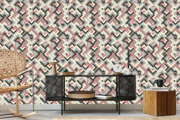 Behang Geometrische Patronen In Retrostijl - Afbeelding 5