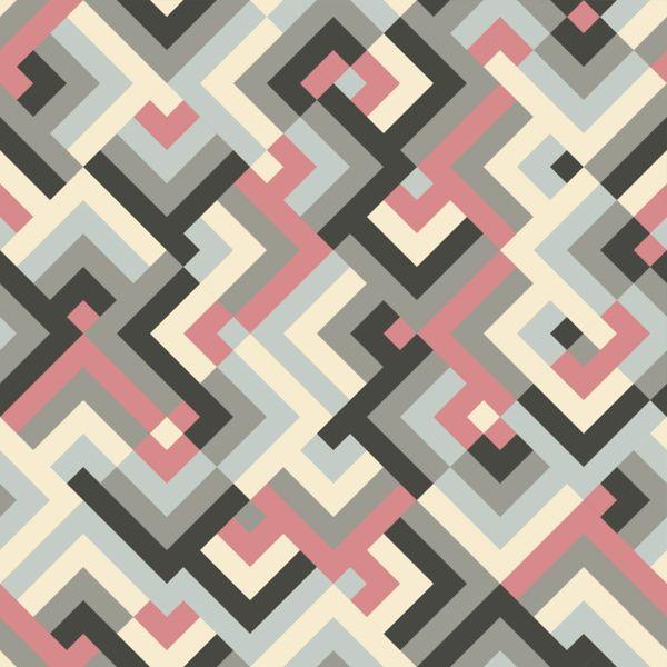 Behang Geometrische Patronen In Retrostijl - Afbeelding 2
