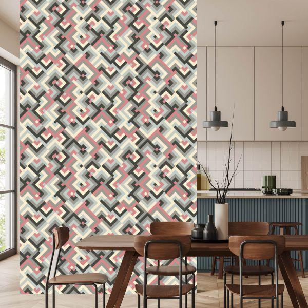 Behang Geometrische Patronen In Retrostijl - Afbeelding 4