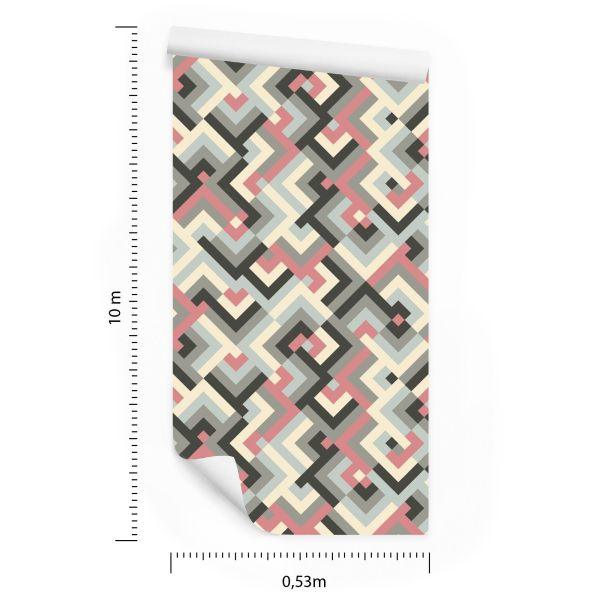 Behang Geometrische Patronen In Retrostijl - Afbeelding 8