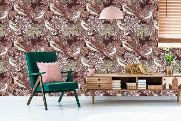 Behang Vogels Tussen Bloemen - Afbeelding 6