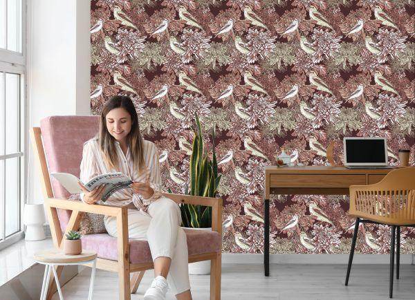 Behang Vogels Tussen Bloemen - Afbeelding 7