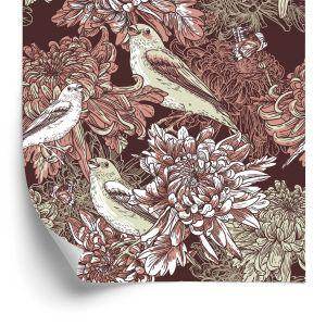 Behang Vogels Tussen Bloemen