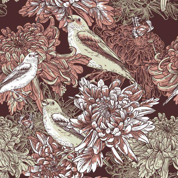 Behang Vogels Tussen Bloemen - Afbeelding 2