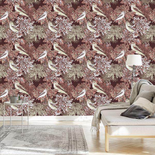 Behang Vogels Tussen Bloemen - Afbeelding 3