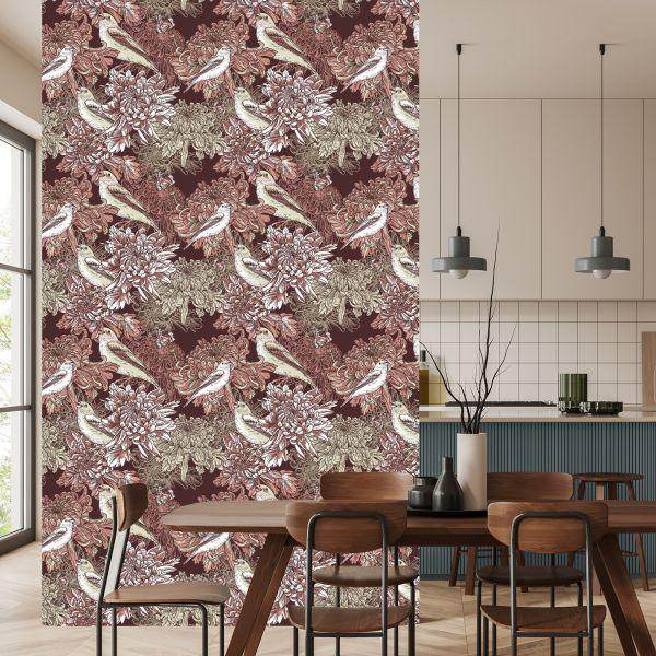 Behang Vogels Tussen Bloemen - Afbeelding 4